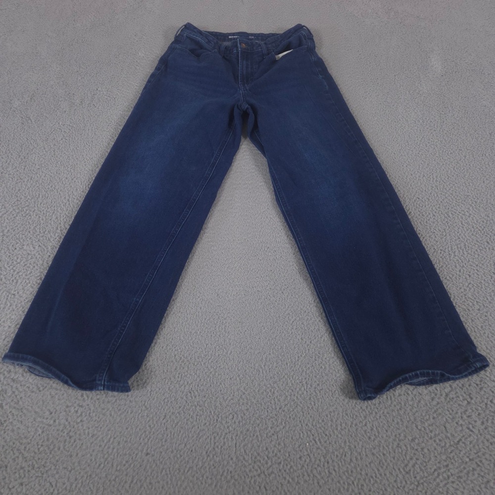 Old Navy Jeans Womens 8 Blue Wow Wide Leg High-Waisted River Dark Wash Denim